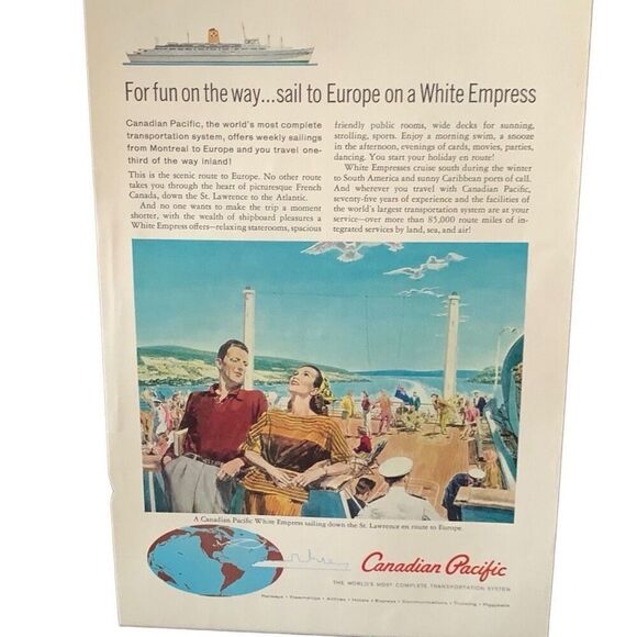 Vintage 1960 Canadian Pacific White Empress Ad Advertisment - Picture 4 of 4